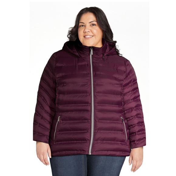 🆕Time and Tru Women’s plus-size Deep Purple Hooded Winter Puffer Jacket Coat❤️2X - Picture 3 of 7